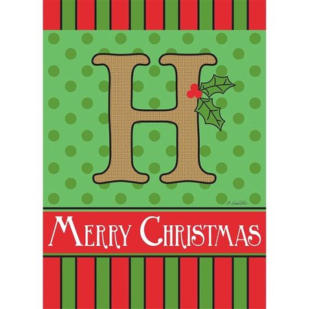 MAGNOLIA GARDEN FLAGS 13 x 18 in Merry Christmas Monogram H Burlap Garden Flag 1654